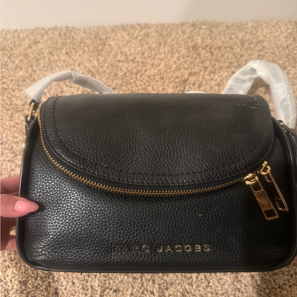 Marc Jacobs Black Crossbody Bag with Gold Accents
